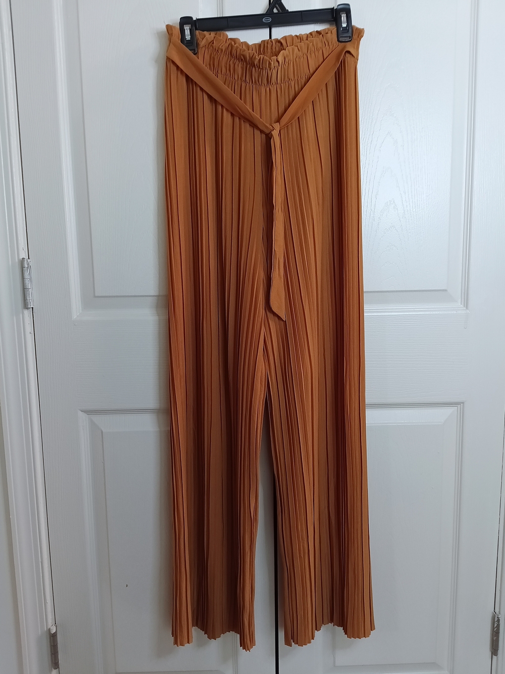 High-Waist‎ Pleated Wide-Leg Pants - Rust